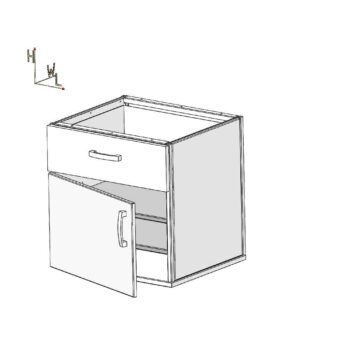 Szekrény alsó függesztett ülő munkához egy ajtó, egy fiók