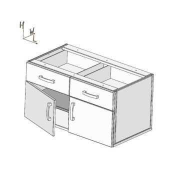 Szekrény alsó függesztett ülő munkához két ajtó, két fiók