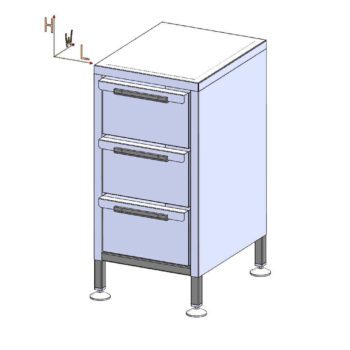 Telepített fiókos kisszekrény
